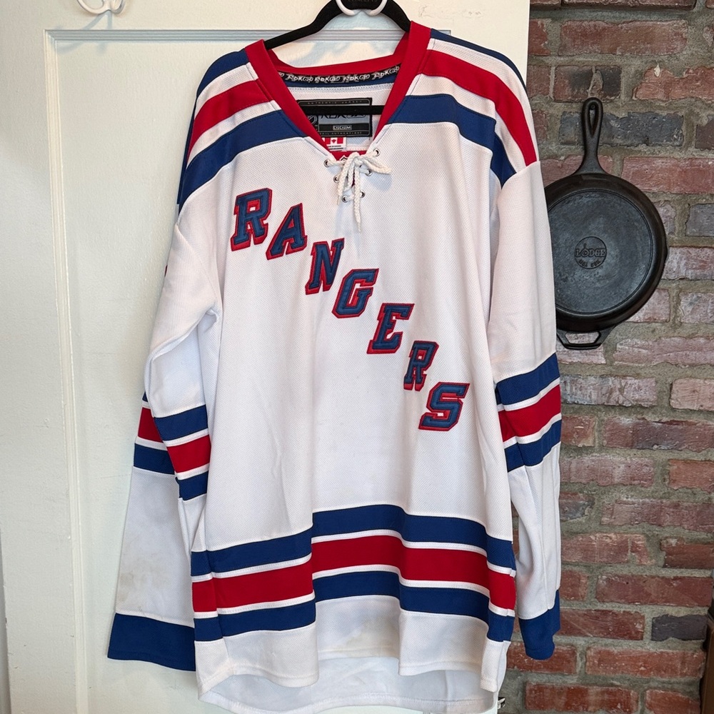 Reebok White and Blue Hockey Jersey Nash